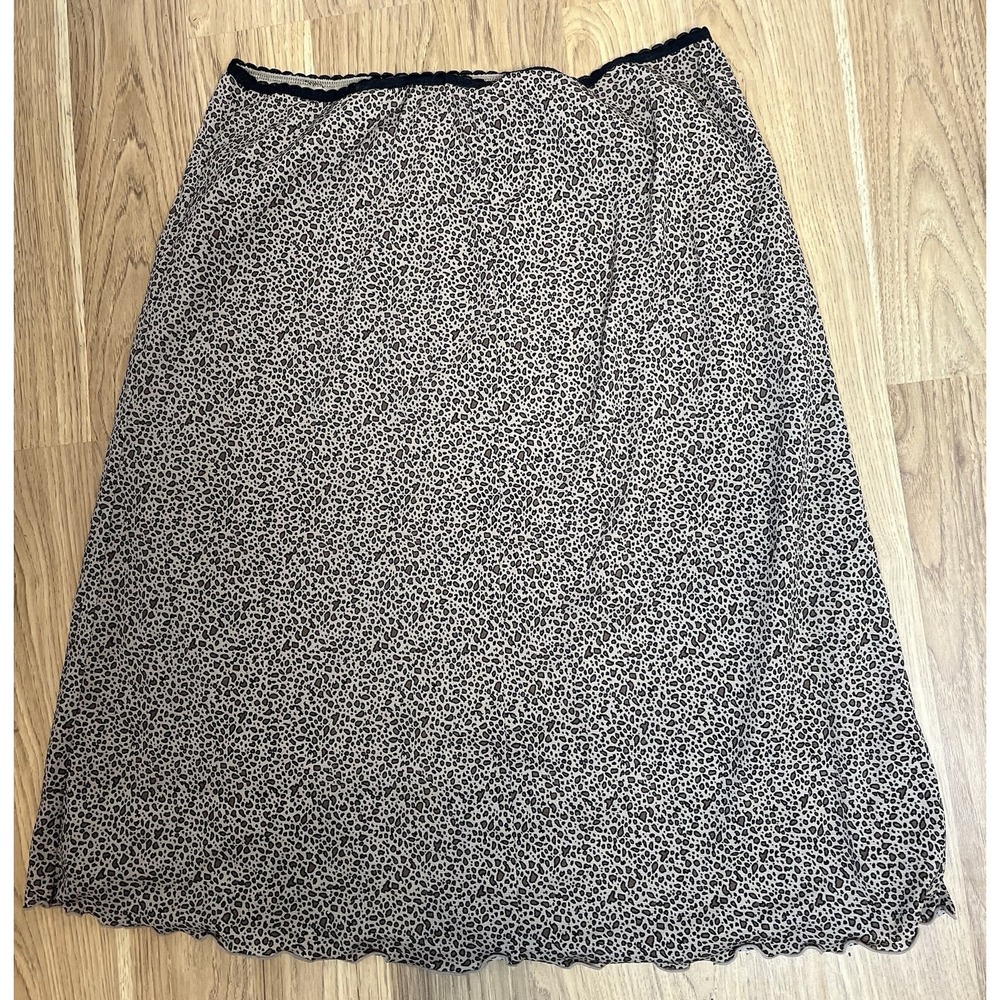 Vintage Leopard Print Skirt Size Large Above Knee Y2K Lightweight Elastic Waist